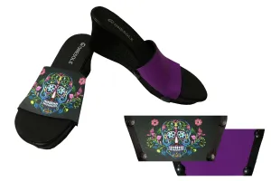 ** Casual Eve Black Cork Wedge Muerte Sugar Skull Kit *