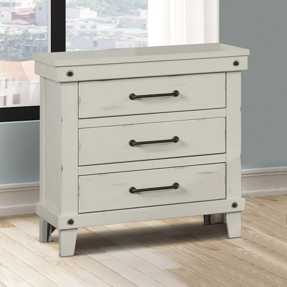 3 Drawer Elegant Nightstand - White by Couch.com