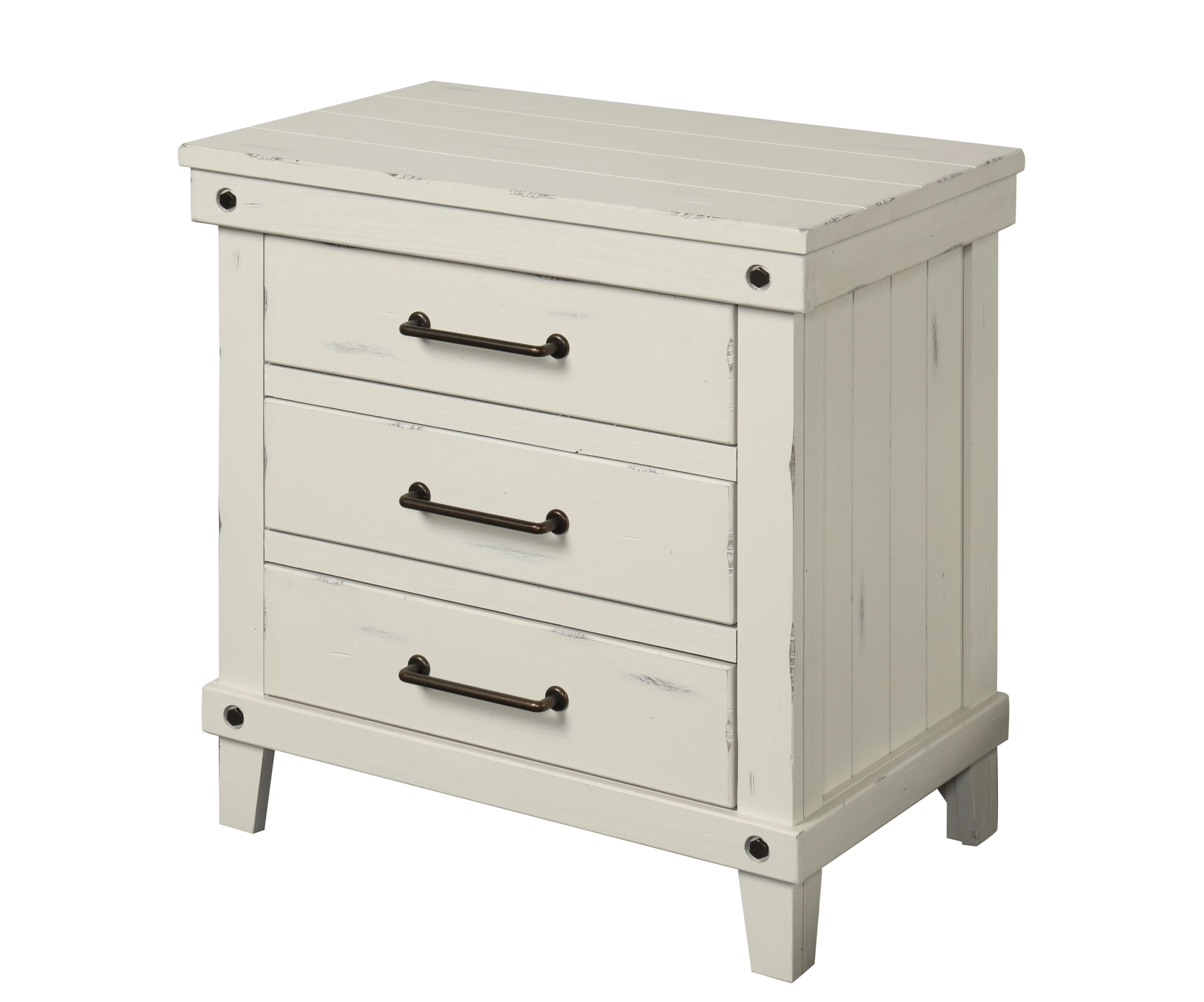 3 Drawer Elegant Nightstand - White by Couch.com