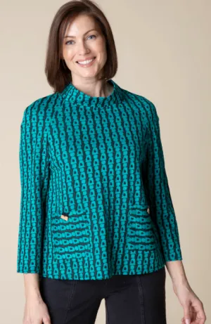 47015 - Mod Jacquard Raglan Pocket Top