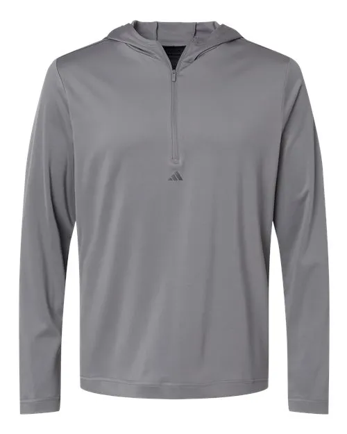 adidas Men's Lightweight Performance Quarter-Zip Hooded Pullover