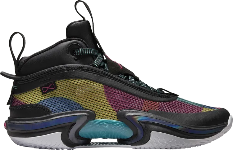Air Jordan 36 GS Black Multi-Color Sneakers, black