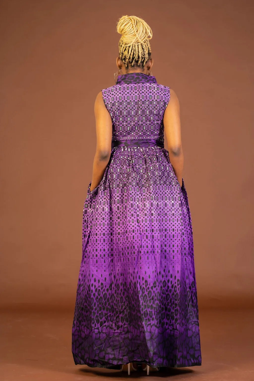 Alice Ankara Maxi Dress | Purple African Print