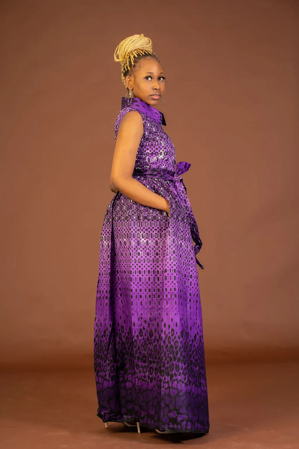 Alice Ankara Maxi Dress | Purple African Print