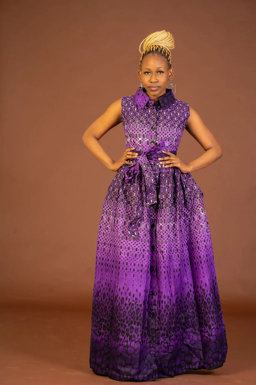 Alice Ankara Maxi Dress | Purple African Print