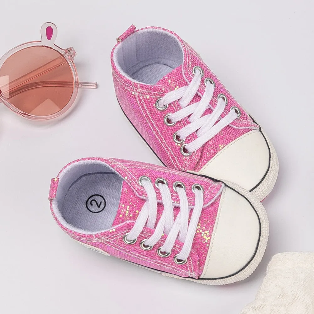 Baby Girl Shoes Star Flash Canvas Sneakers Multicolor Anti-Slip Sole Newborn Infant Shoes - TGSH50693