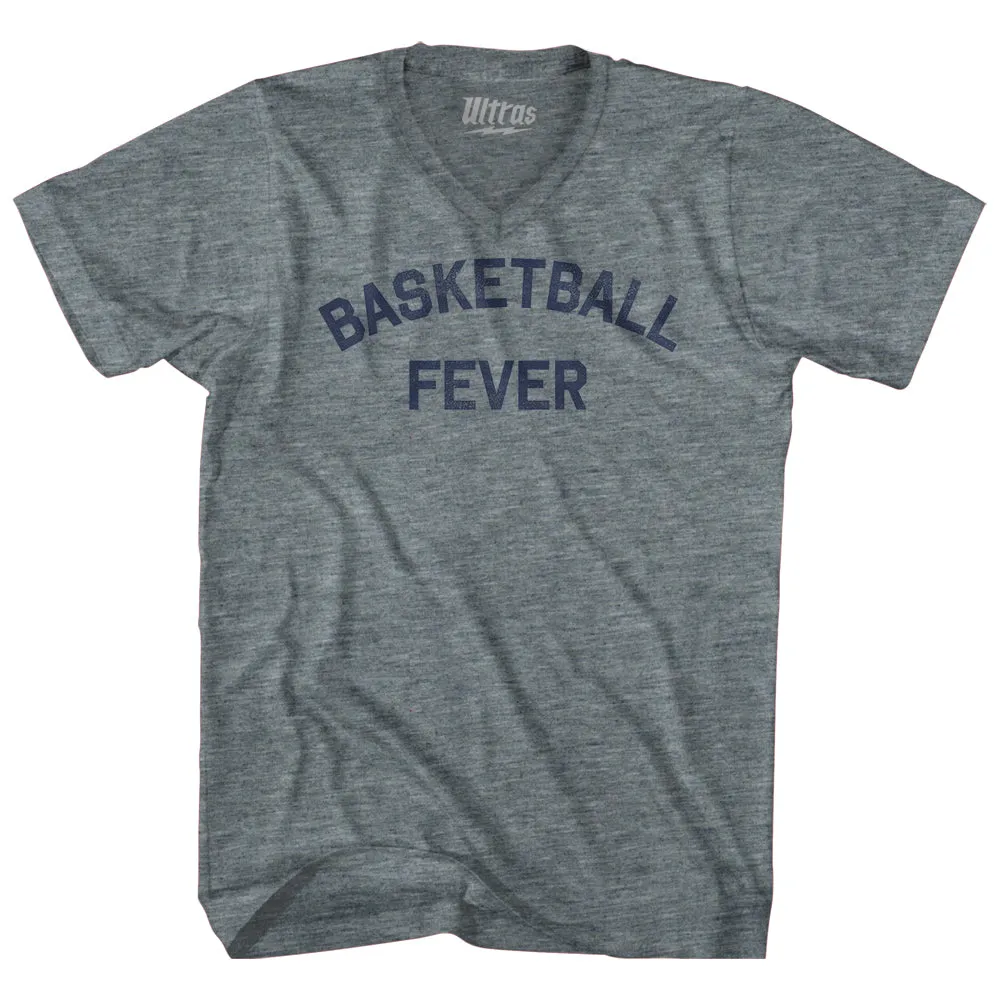 Basketball Fever Adult Tri-Blend V-neck T-shirt