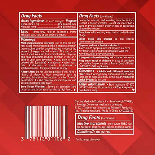 Chloraseptic Sore Throat Lozenges, Cherry, 18 Count, 6 Pack