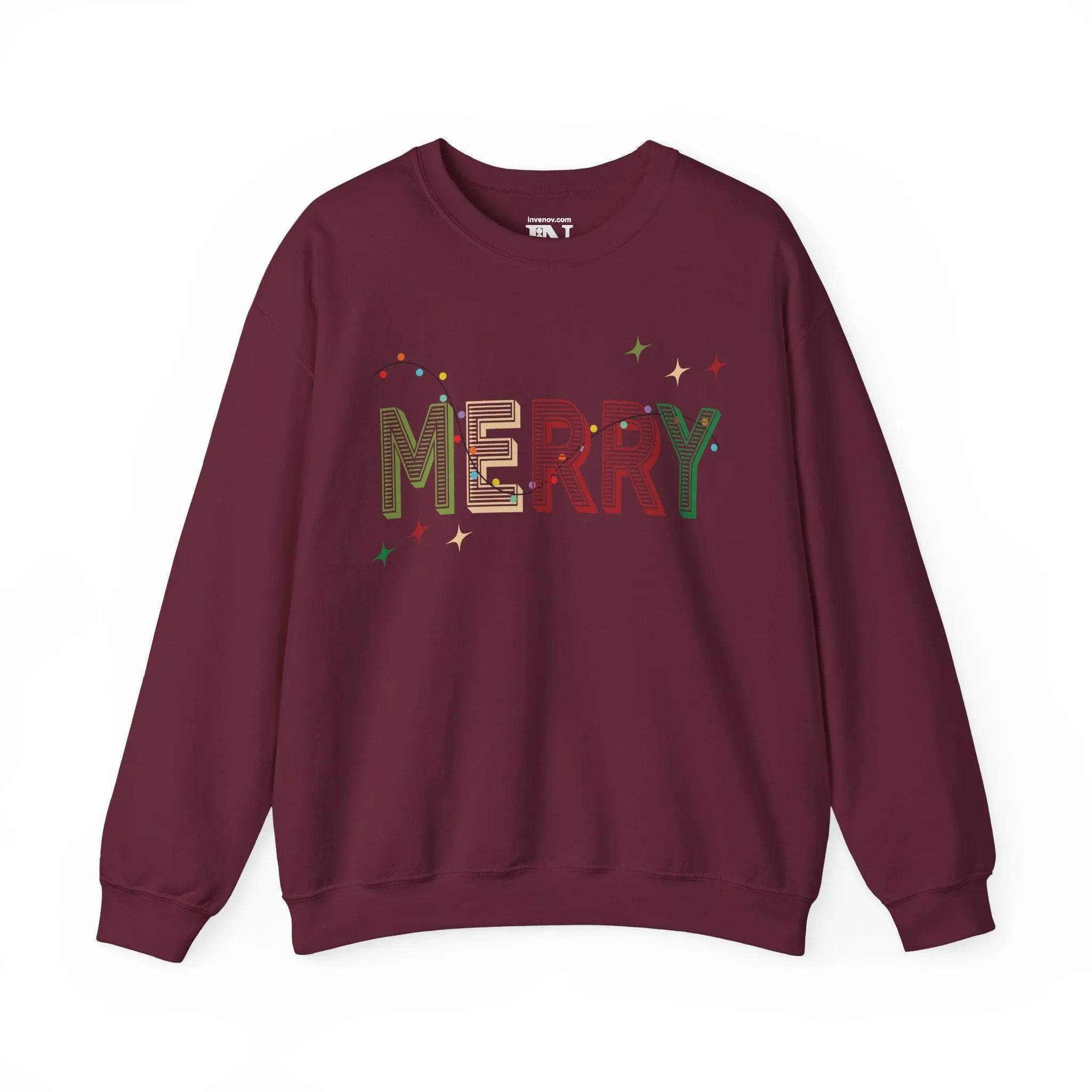 Christmas Light 'MERRY' Sweatshirt, Holiday Season Jumper, Festive Cozy Pullover, Xmas Crewneck, Winter Gift, Merry Christmas Sweater