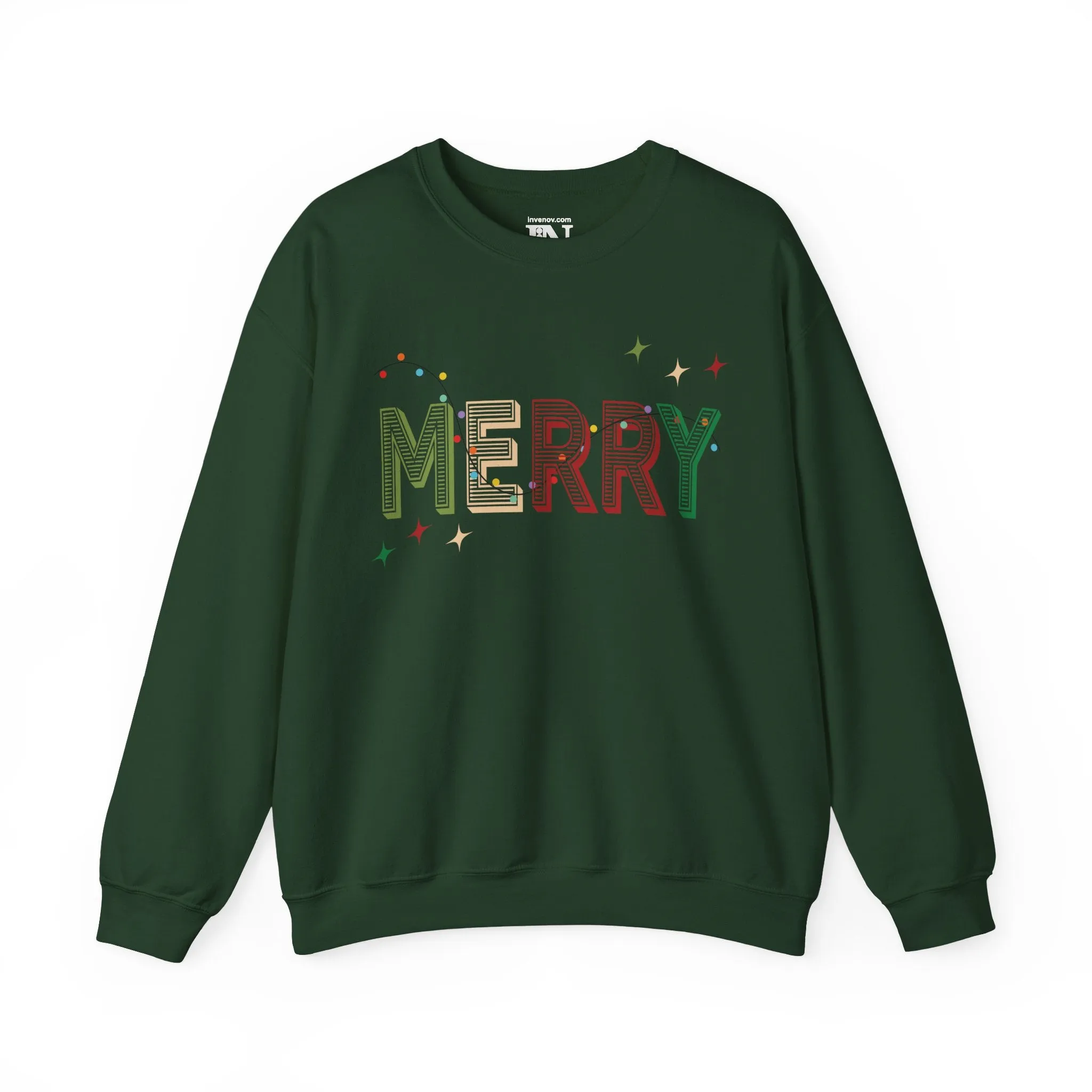 Christmas Light 'MERRY' Sweatshirt, Holiday Season Jumper, Festive Cozy Pullover, Xmas Crewneck, Winter Gift, Merry Christmas Sweater