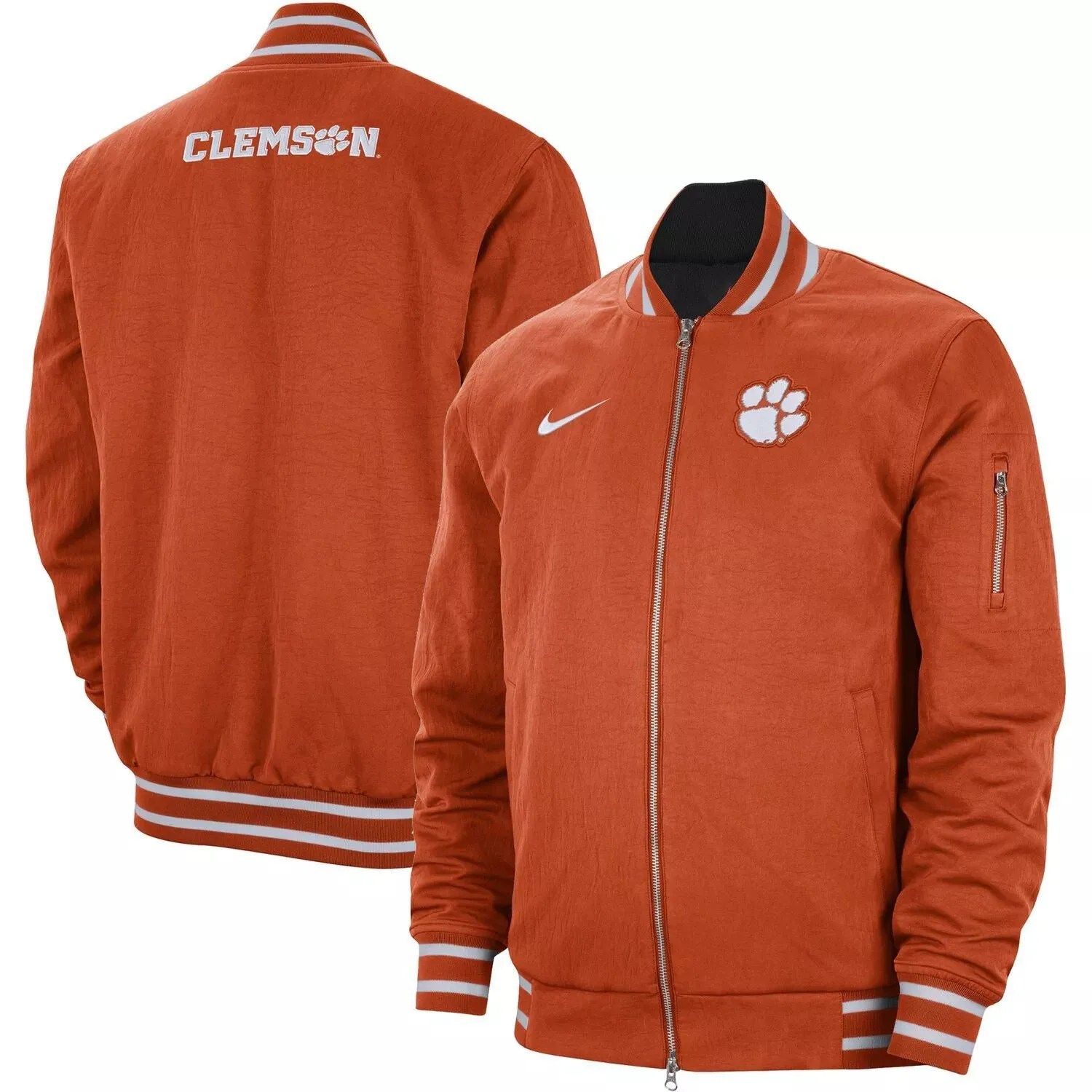 Clemson Tigers Nike Men's Orange Full Zip Bomber Jacket