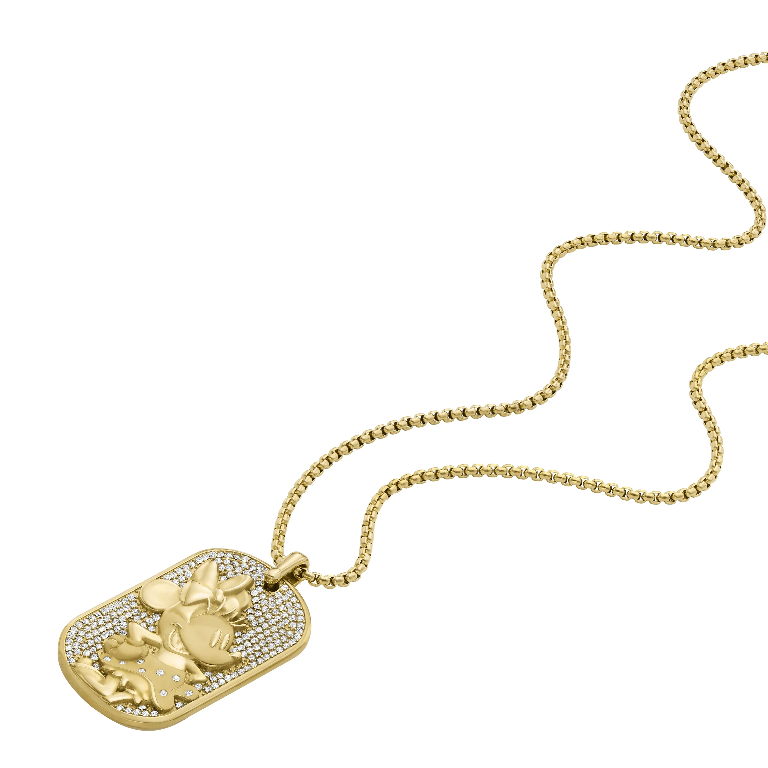 Disney x Fossil Special Edition Gold-Tone Stainless Steel Dog Tag Necklace