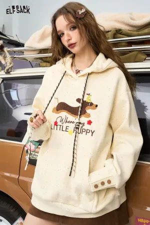 ELFSACK 2024 Winter New Arrivals Casual Cute Original Printed Color Dot Hoodie