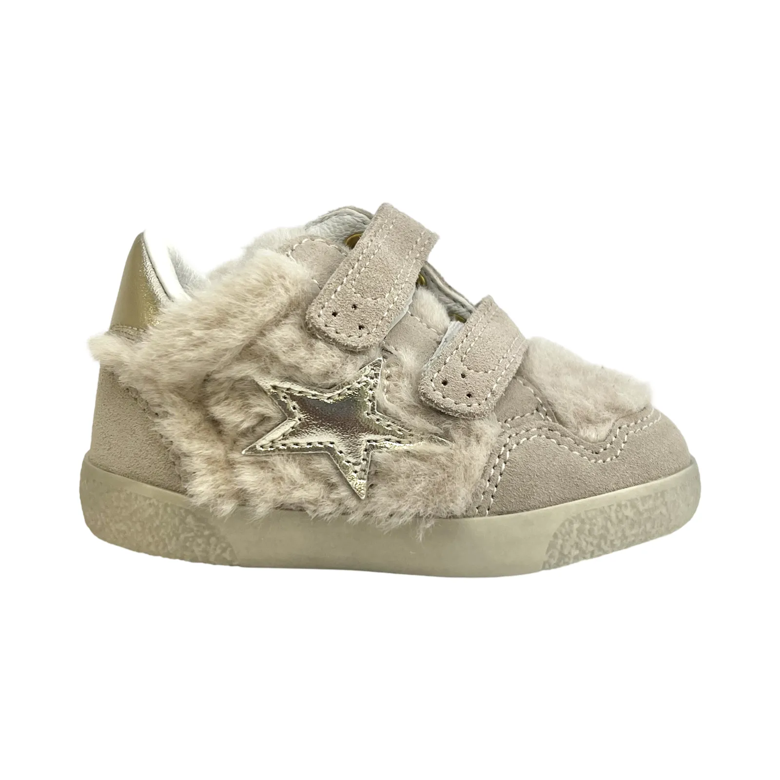 Falcotto Beige Fur Double Velcro Sneaker - Alnoite High