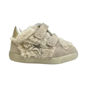 Falcotto Beige Fur Double Velcro Sneaker - Alnoite High