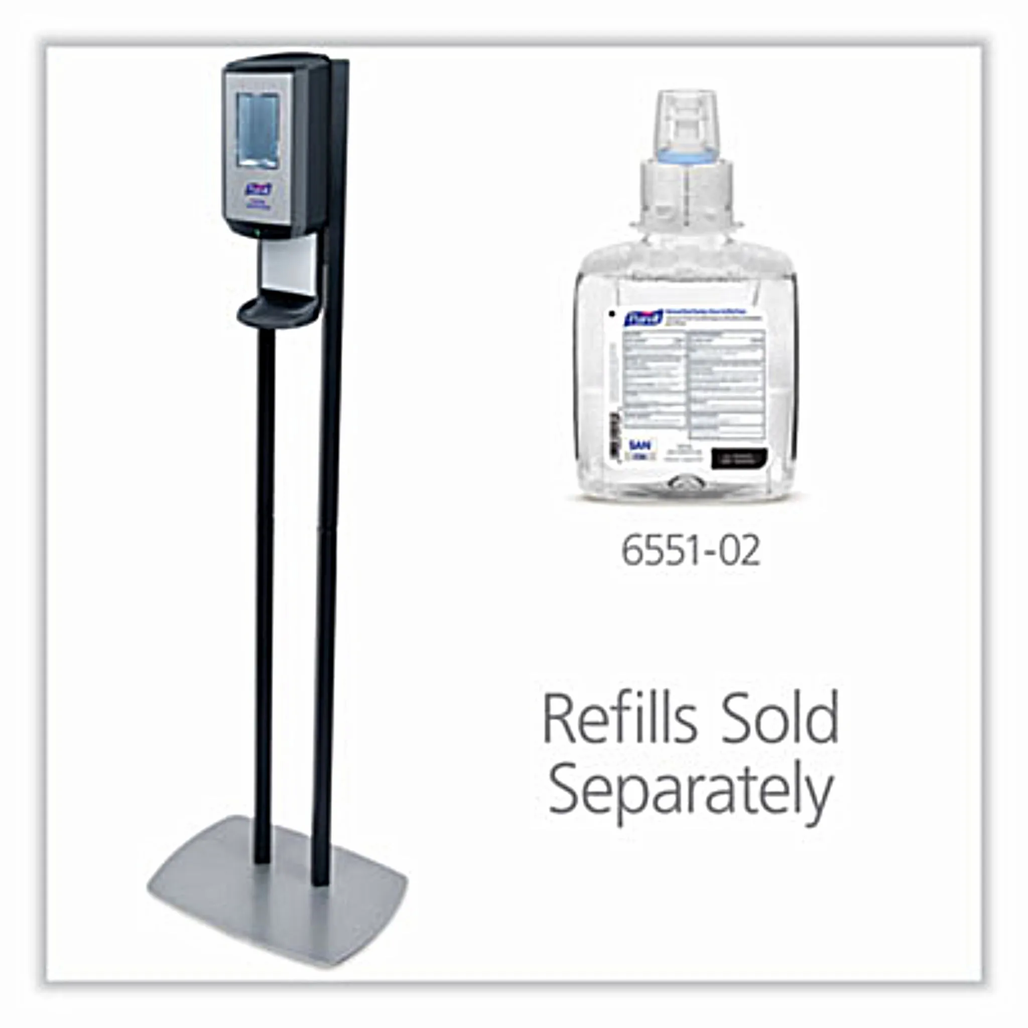 GO-JO INDUSTRIES PURELL GOJ7416DS CS6 Hand Sanitizer Floor Stand with Dispenser, 1,200 mL, 13.5 x 5 x 28.5, Graphite/Silver, Carton of 1