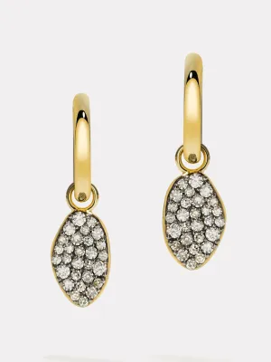 Gold and black rhodium diamond cluster drop earrings