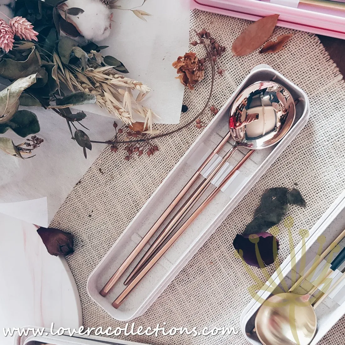 *LAST PRICE CLEARANCE PROMO* Lux Gold Colorful Handles SS304 Stainless Steel 3 Piece Cutlery Set with Box for Eco-Friendly Use