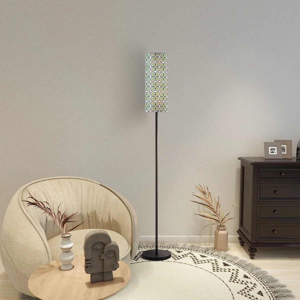 MCM Geometric Blue Green Slim Mod Floor Lamp