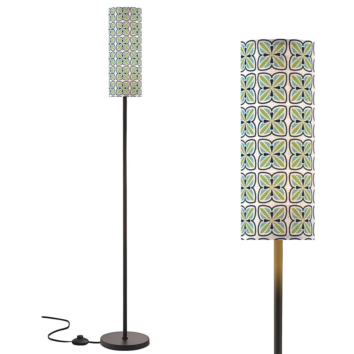 MCM Geometric Blue Green Slim Mod Floor Lamp