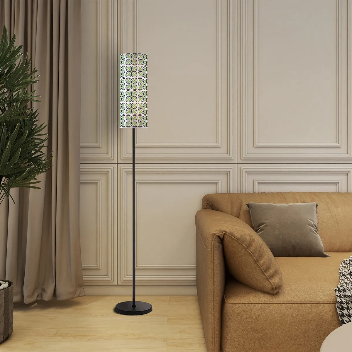 MCM Geometric Blue Green Slim Mod Floor Lamp