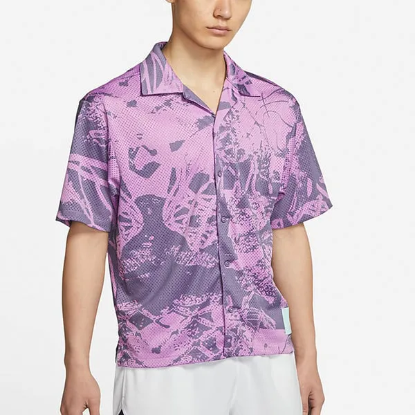 Men's Air Jordan Flight Knit Printing Loose Basketball Short Sleeve Light Purple Shirt, Purple