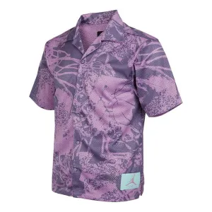 Men's Air Jordan Flight Knit Printing Loose Basketball Short Sleeve Light Purple Shirt, Purple