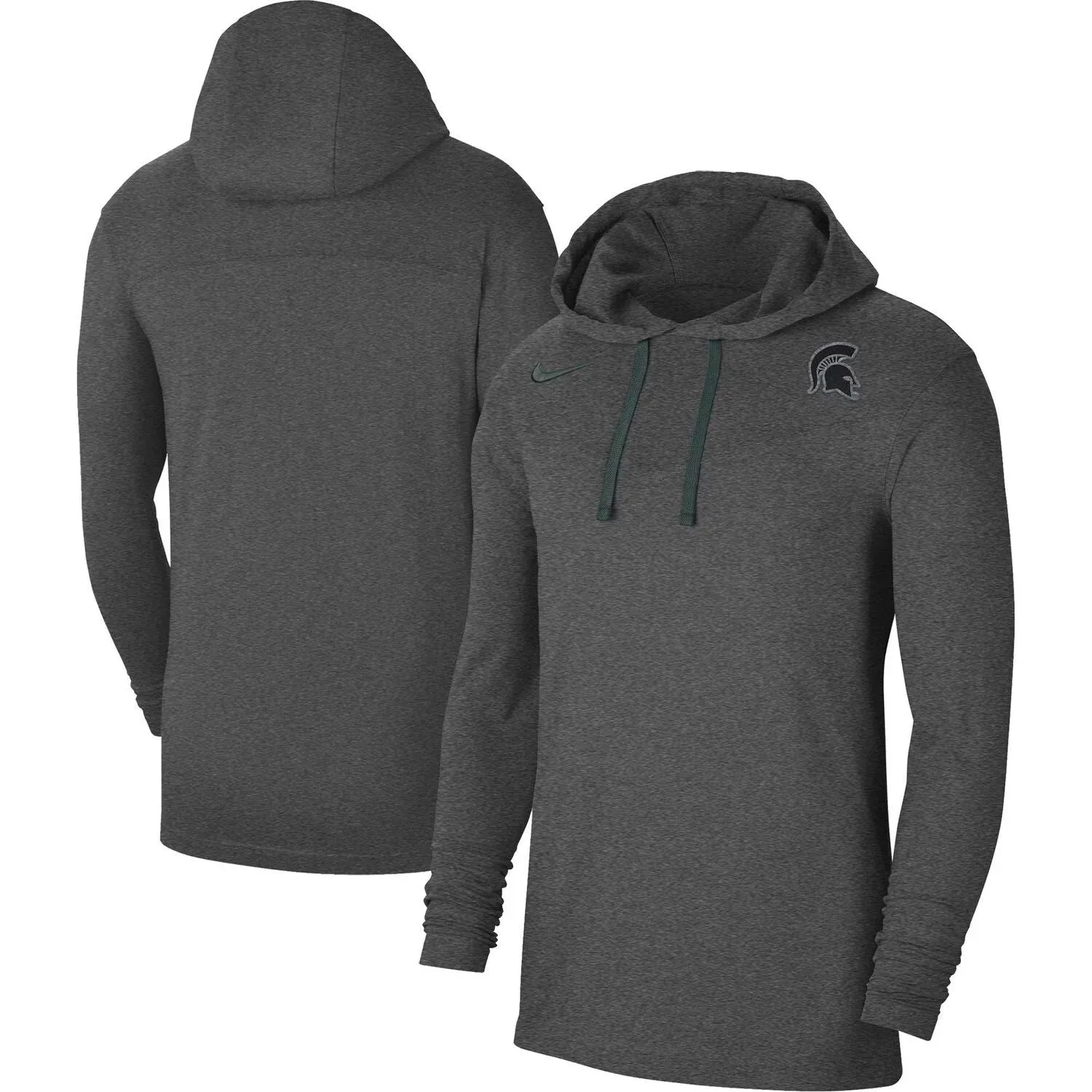Michigan State Spartans Off-Field Performance Nike Men's Charcoal Long Sleeve Hooded T-Shirt