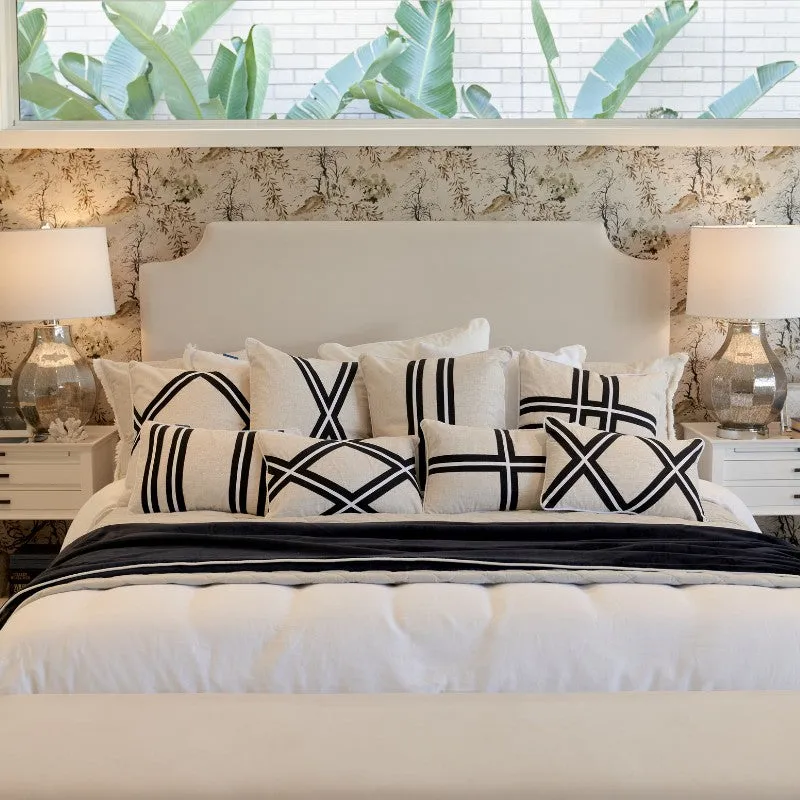 Mirage Haven Ollie Double Cross Black and Silver 30x50cm Cushion Cover