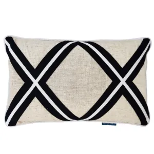 Mirage Haven Ollie Double Cross Black and Silver 30x50cm Cushion Cover