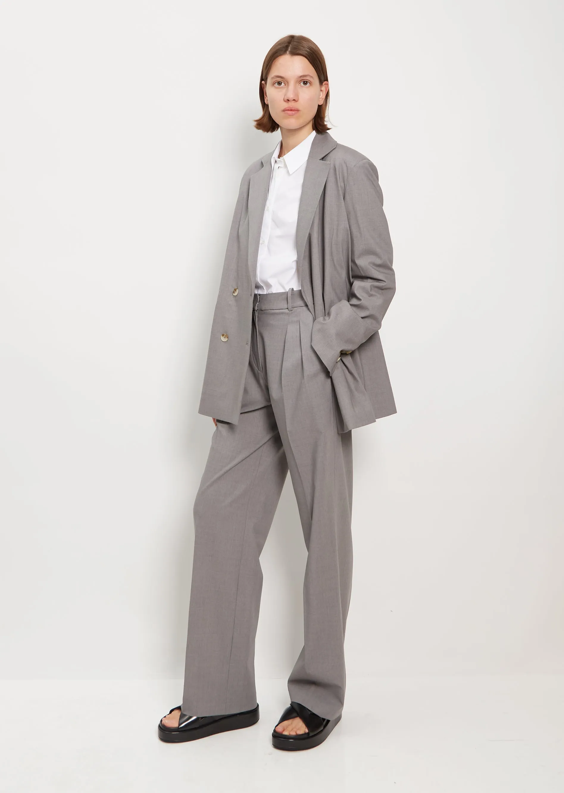 New Donau Wool Blazer — Grey Melange