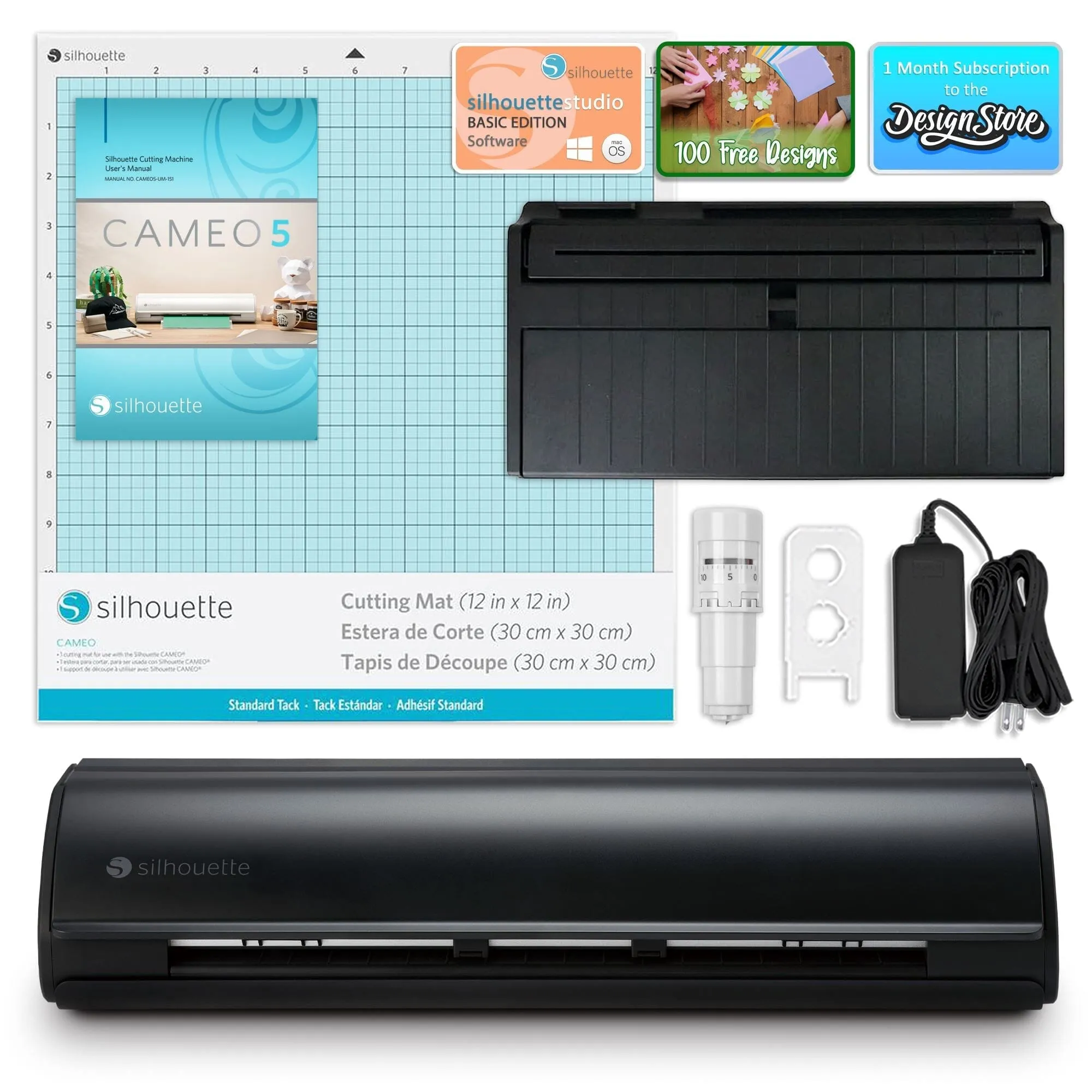 Silhouette Black Cameo 5 Business Bundle w/ Vinyl, Guides, Software, Tools