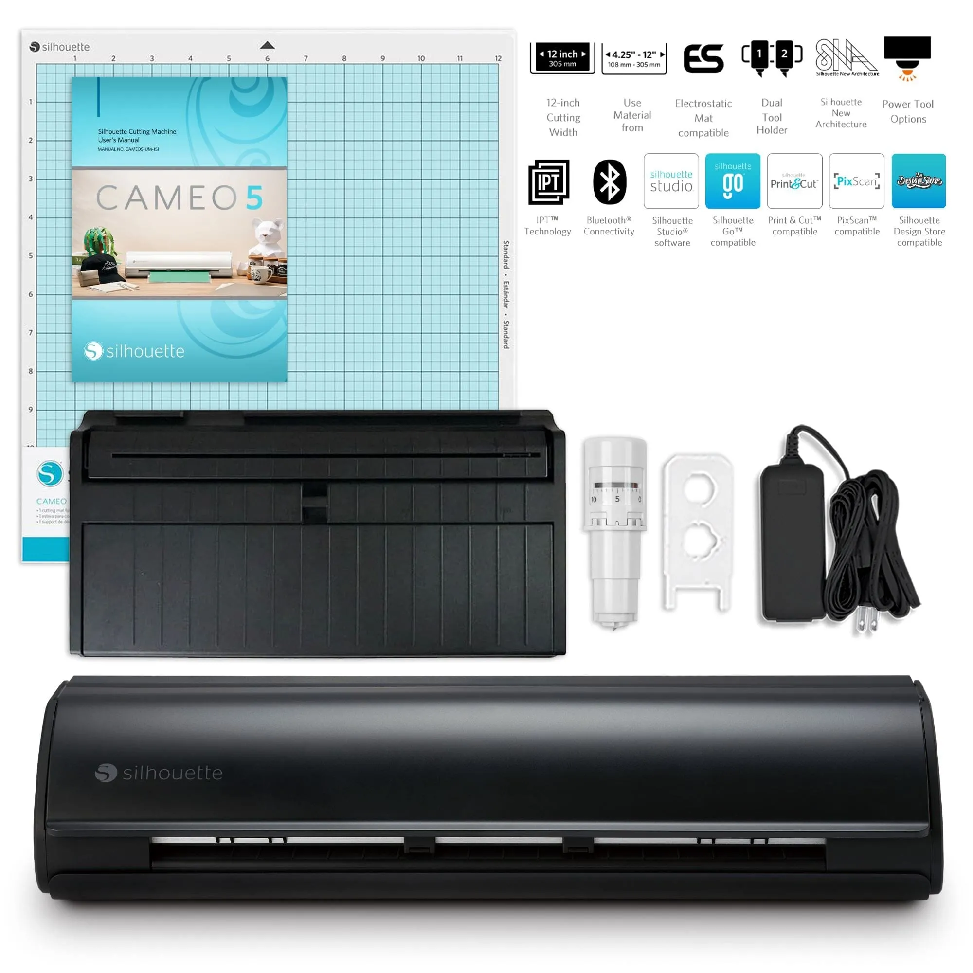Silhouette Black Cameo 5 with Electrostatic Grip Mat Attachment