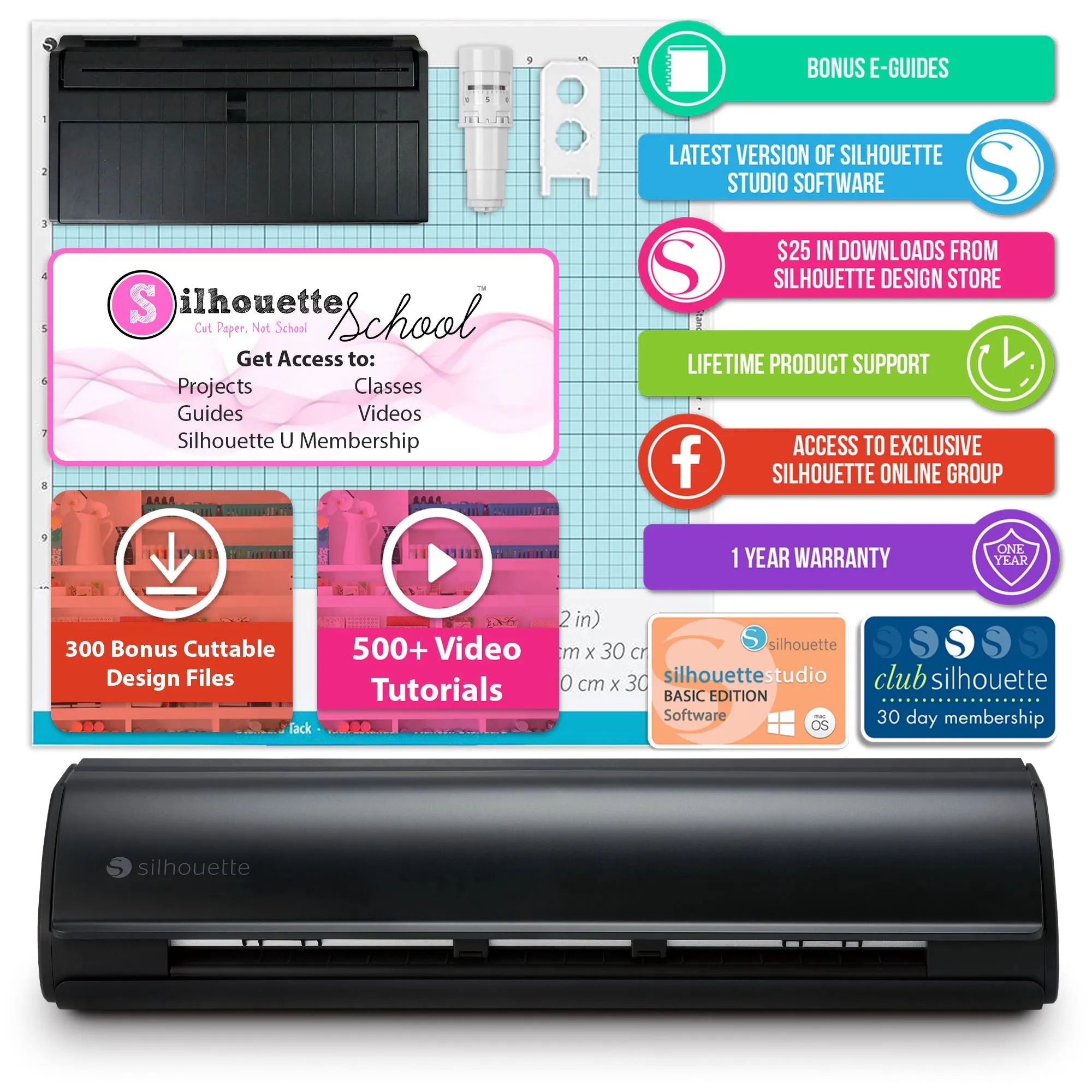 Silhouette Black Cameo 5 with Electrostatic Grip Mat Attachment