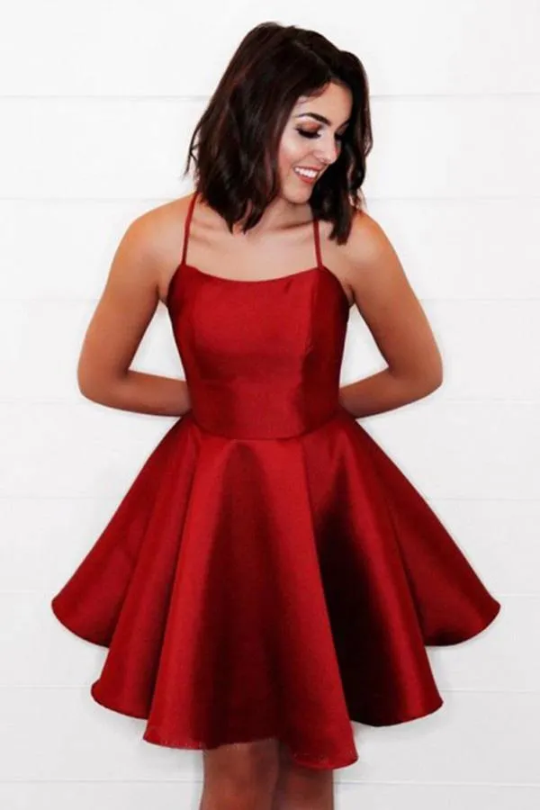 Simple A Line Cross Back Yellow Short Homecoming Dresses with Pockets  PD280