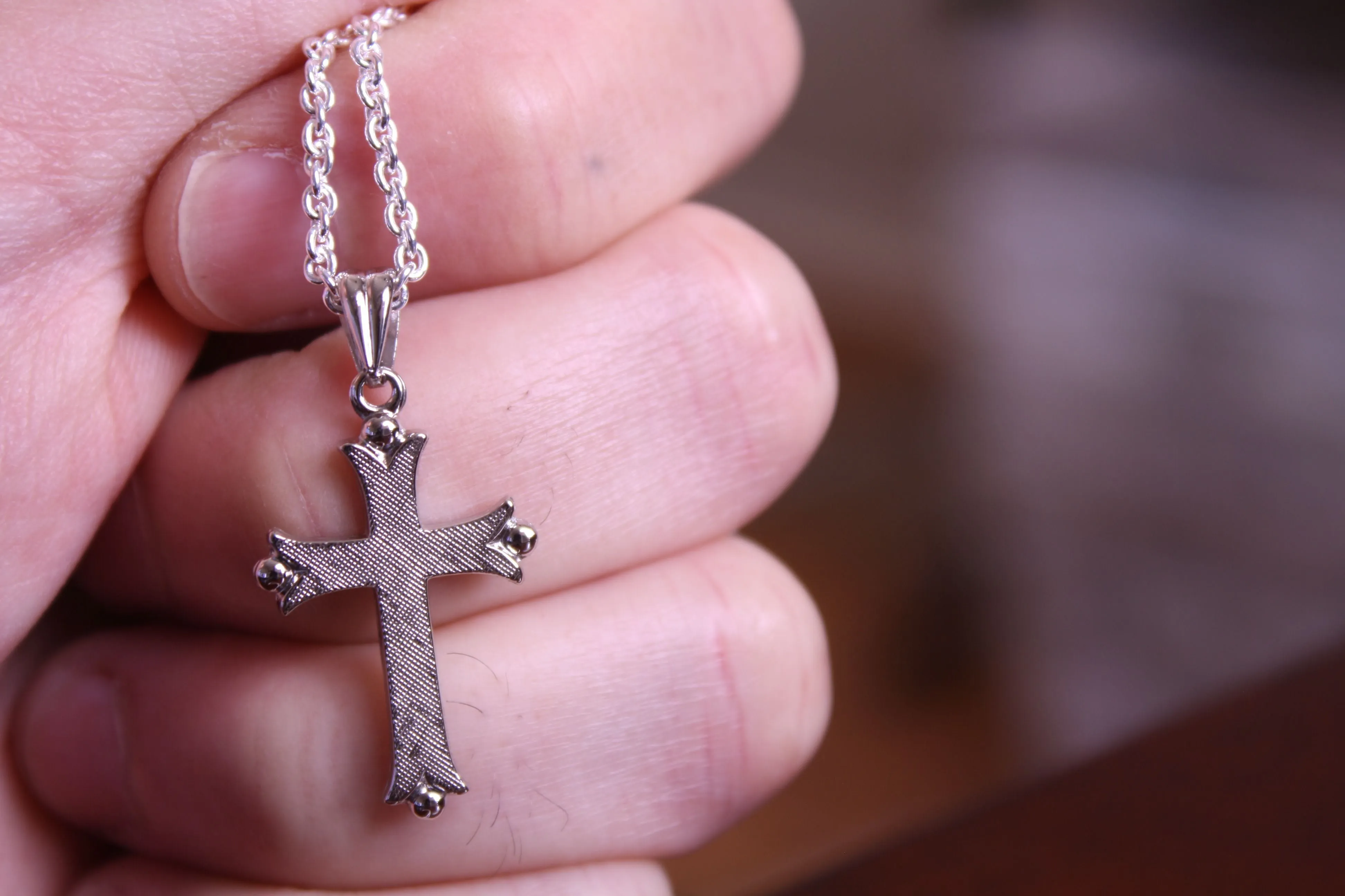 Sterling Silver Flat Flory Cross 24x17 MM