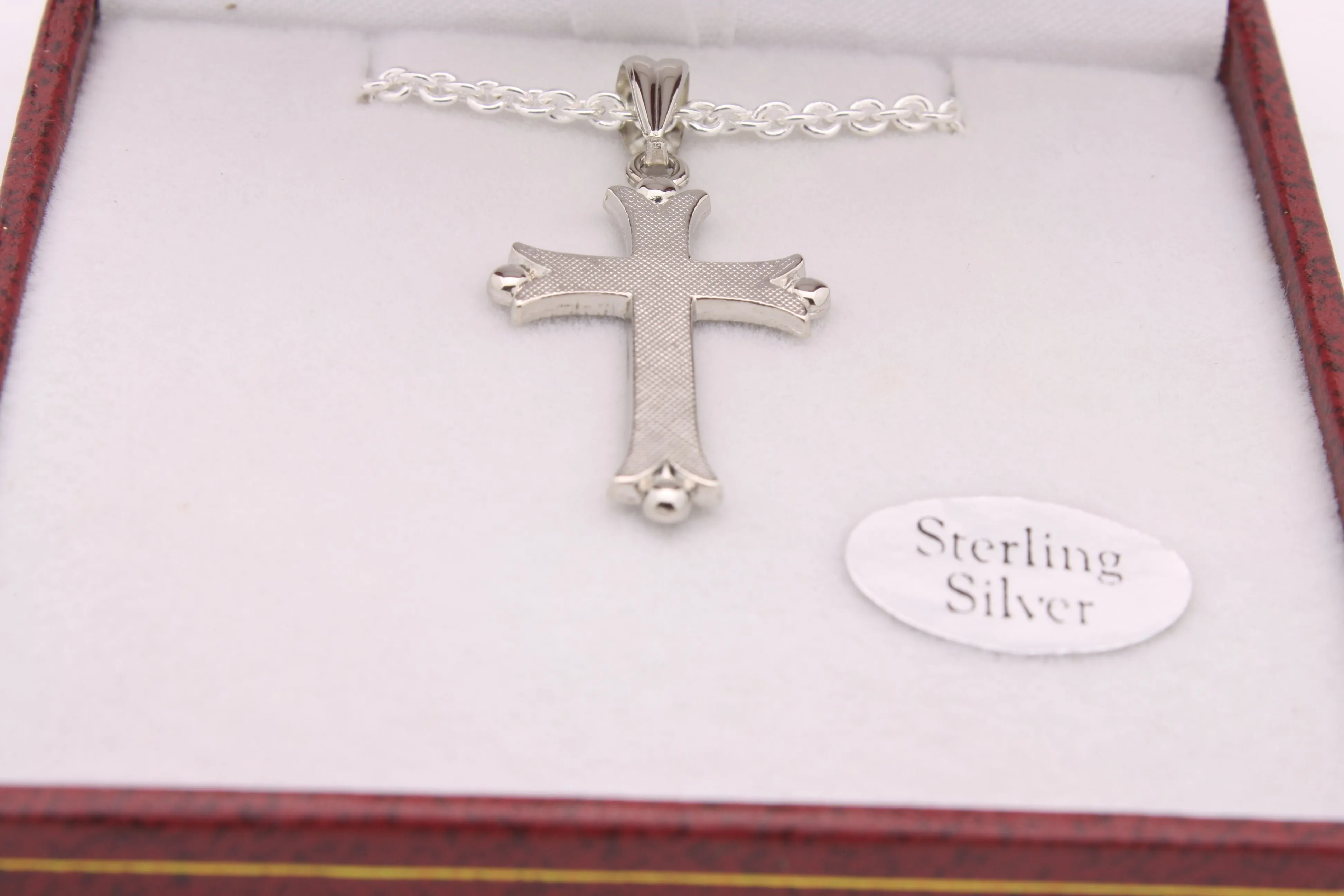 Sterling Silver Flat Flory Cross 24x17 MM