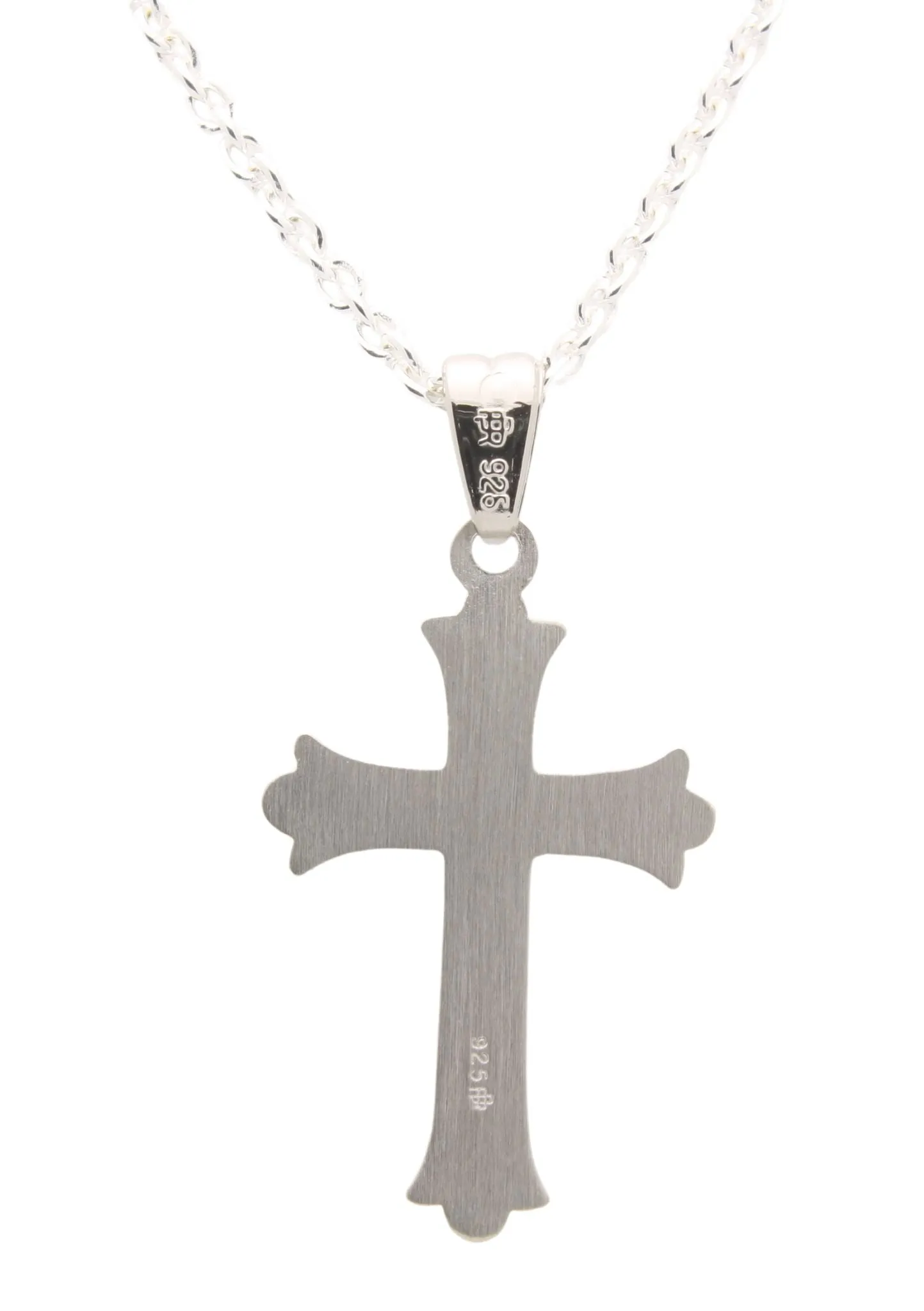 Sterling Silver Flat Flory Cross 24x17 MM