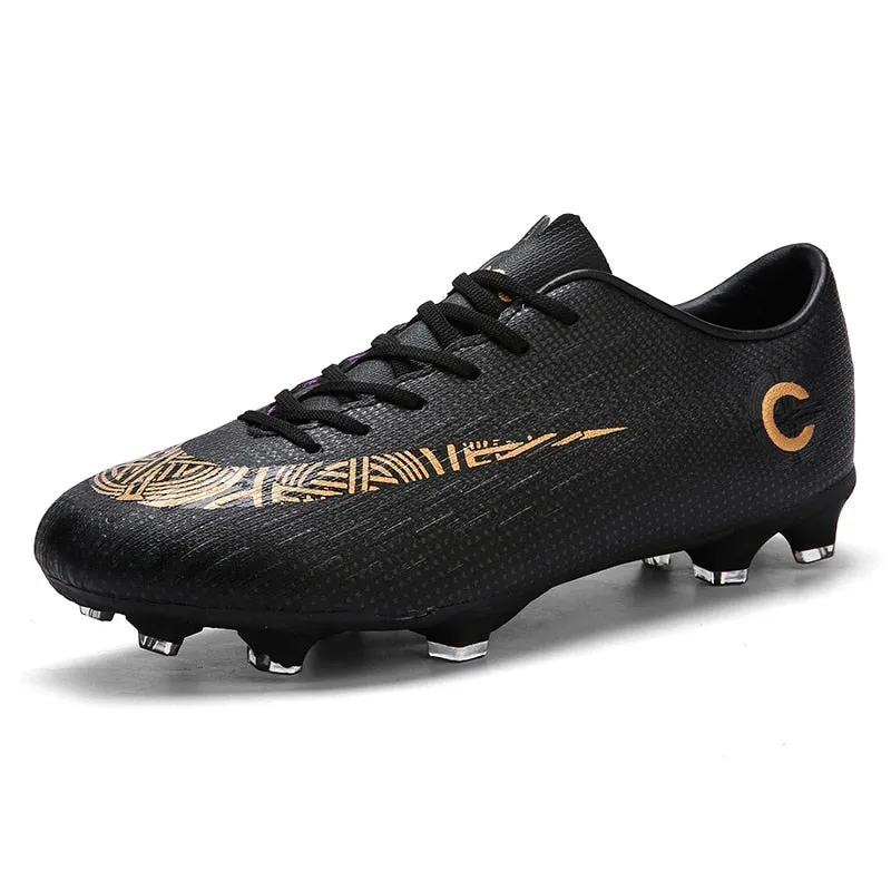 Toleet New Men's Soccer Shoes Long Spike Teens Training Football Boots Turf Large Size Soccer Cleats Sneakers Non-Slip Ankle Zapatos