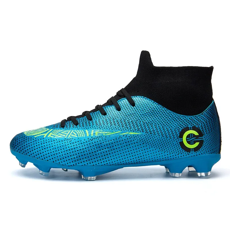 Toleet New Men's Soccer Shoes Long Spike Teens Training Football Boots Turf Large Size Soccer Cleats Sneakers Non-Slip Ankle Zapatos