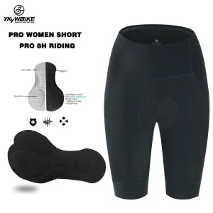 YKYW Women’s Pro Team Cycling Shorts Dual-density Foam Cushion Long-distance 8H Ride Italian MITI Webbing Black